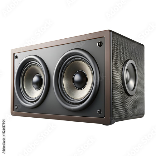 Horizontal rectangular music speaker isolated on white background