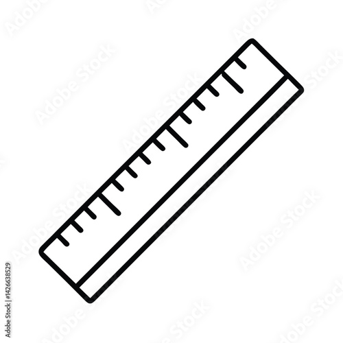 Simple ruler icon vector illustration measuring tool stationery outline design