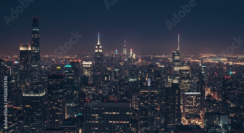 Wallpaper Mural Night cityscape of skyscrapers illuminated against the skyline   Torontodigital.ca