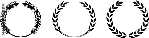 Set of wreaths and branches with leaves. Hand drawing laurel wreaths and branches collection. Laurels wreaths, swirls, twigs and flower ornaments. Herbs, flowers and plants elements with vector
