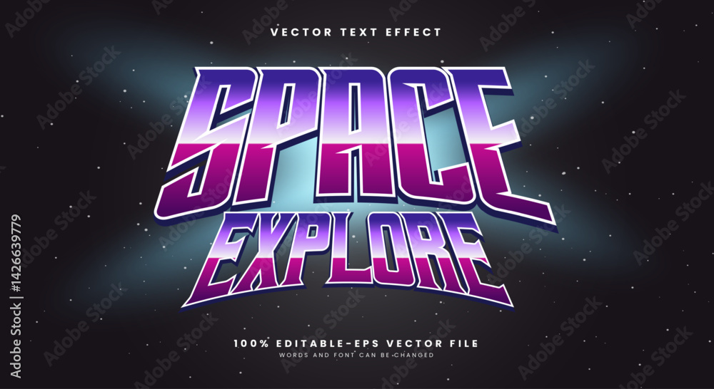 Space Explore 3D editable text effect outer space style template