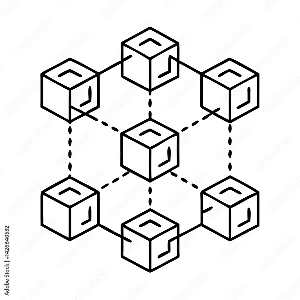 Obraz premium blockchain icon, blockchain vector illustration-simple illustration of blockchain, perfect for blockchain logos and icons