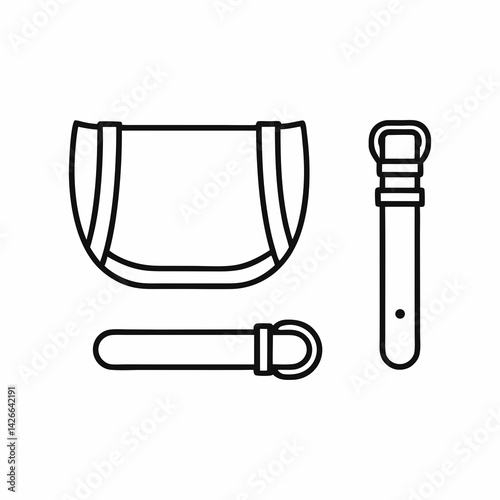 Thin line icon of a saddle pad and training surcingle, used for groundwork and lunging in young horse training.