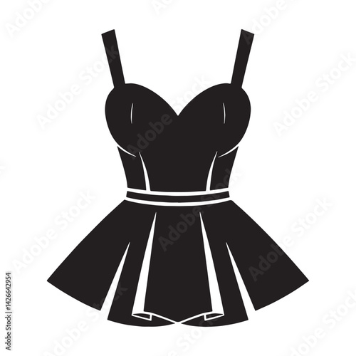 Stylish Peplum Dress silhouette, adding flair to classic lines – Peplum Dress illustration – Minimalist Peplum Dress vector – Ladies dress silhouette

