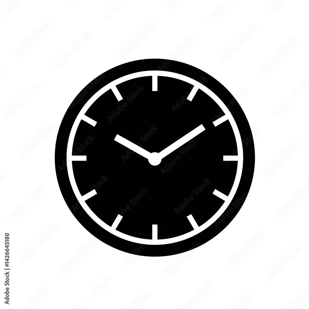 A bold minimalist clock face with white hands pointing at 1010 perfect for any design A bold minimalist clock face with white hands pointing at 1010 perfect for any design