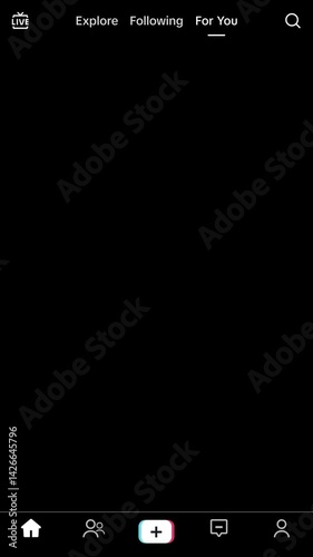 Minimal TikTok UI Interface Bars Overlay - BLACK Background – Animates In and Out - For You Page for Showreels, Client Mockups, and Video Treatments