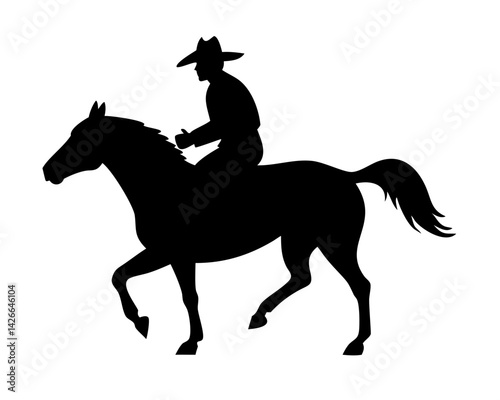 Black vector silhouette of a running horse, an equestrian sport illustration