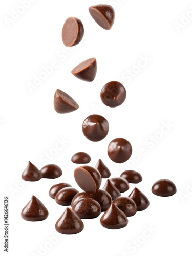 Falling chocolate chips create delightful cascade of sweetness