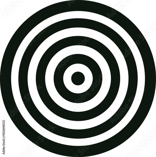 Vector Illustration of a Concentric Circle Target Design Featuring Six Black Rings with White Spaces