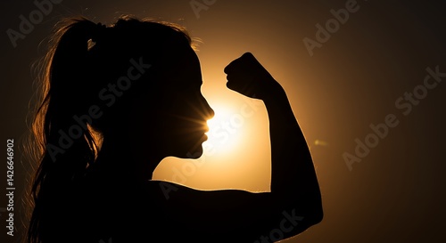 Woman Flexing Arm in Sunlight