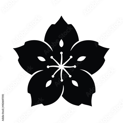 Sakura Flower Silhouette Vector Icon