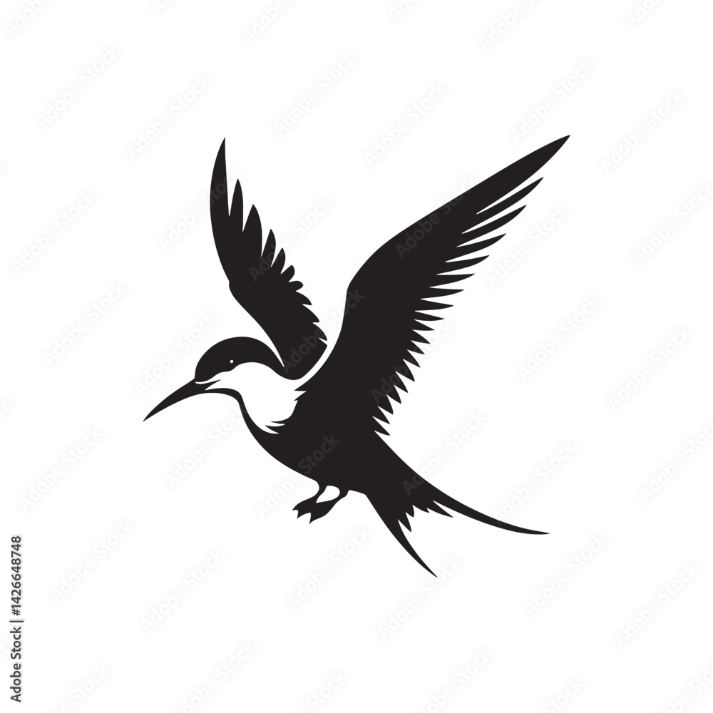 Fototapeta premium Common tern minimal Silhouette - Common tern Vector - Illustration of Common tern.
