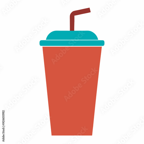 A Drink Cup With Lid And Straw Vector Illustration Isolated' contains