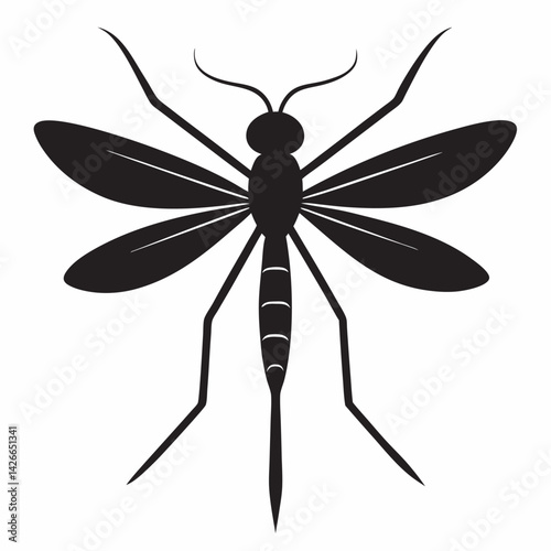 A mosquito with outstretched wings silhouette vector illustration design isolated on white background