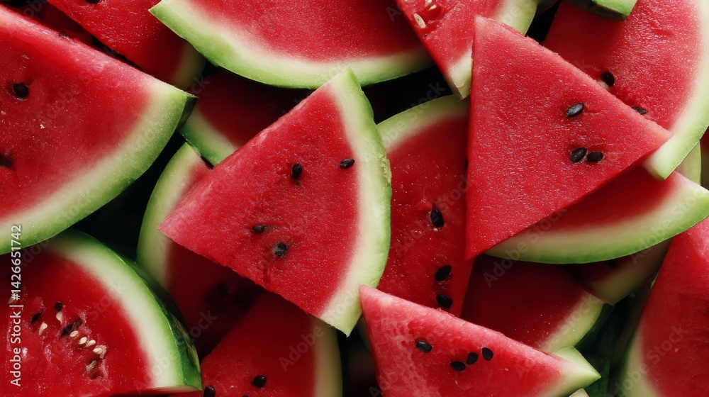 Fresh and Juicy Ripe Red Watermelon Slices for Summer Enjoyment