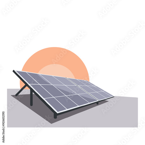 Solar panel with sunset background