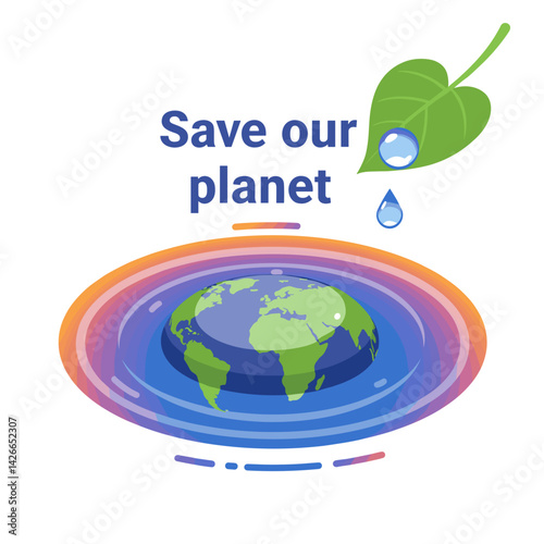 Save our planet illustration with Earth and water drop