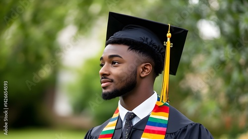 Confident Graduate Looking Ahead with Determination and Ambition Toward a Promising Future