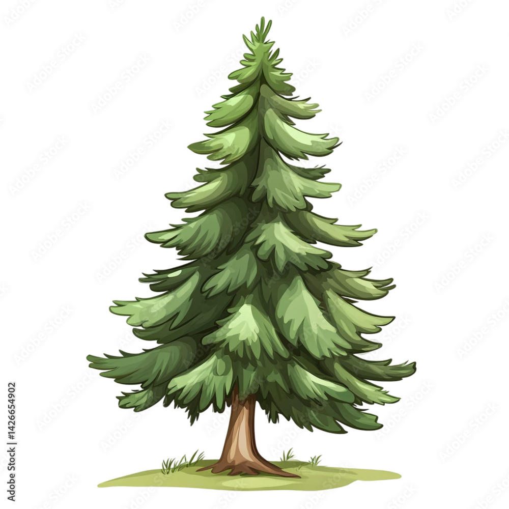 Majestic Evergreen Tree Nature Illustration Green Conifer Majestic Evergreen Tree Nature Illustration Green Conifer