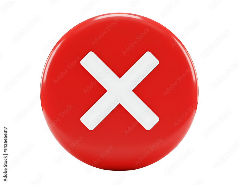 Red cross mark symbol close icon cancel button delete error sign design isolated on transparent background Red cross mark symbol close icon cancel button delete error sign design isolated on transparent background