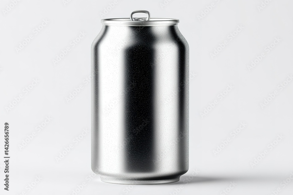 Reflective aluminum can on a plain background with a hint of shine and texture Reflective aluminum can on a plain background with a hint of shine and texture