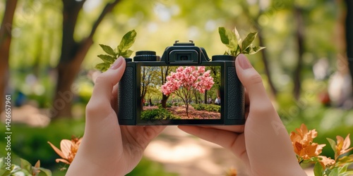 Obraz na płótnie AI-Powered Camera Capturing Perfect Photo, Symbolizing Creative Automation w salonie