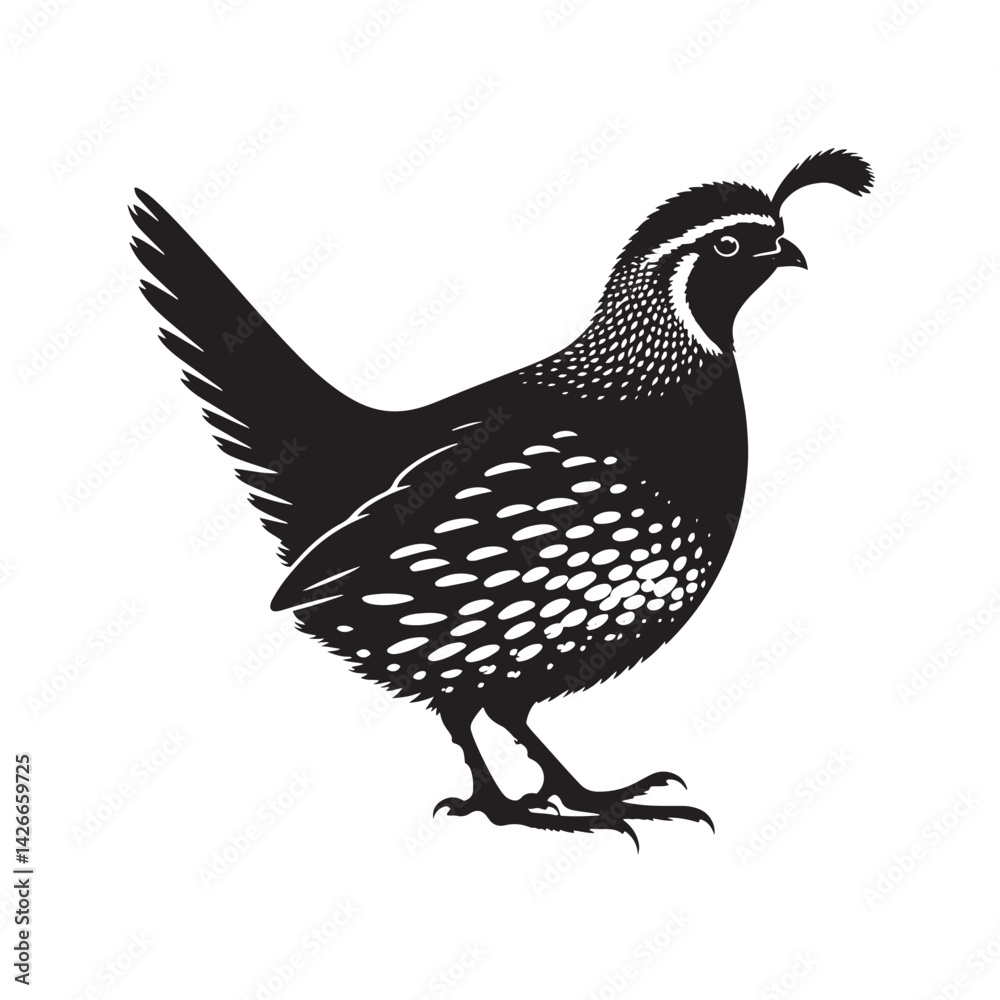 Fototapeta premium Common Quail Vector - Common Quail Silhouette - Minimalist Common Quail Illustration.