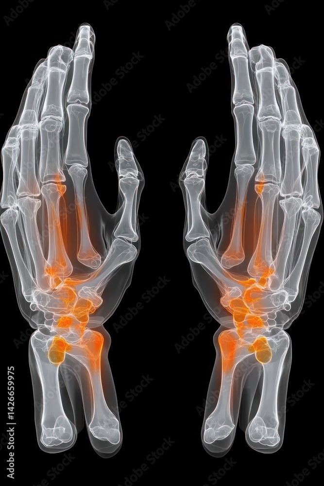 Radiographic wrists reveal inflammation in bones joints and ligaments Radiographic wrists reveal inflammation in bones joints and ligaments