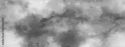 Abstract black and white silver ink effect cloudy grunge texture. Black and white ink effect water color illustration. Storm background with gray clouds. Smoky effect for photos and artworks.