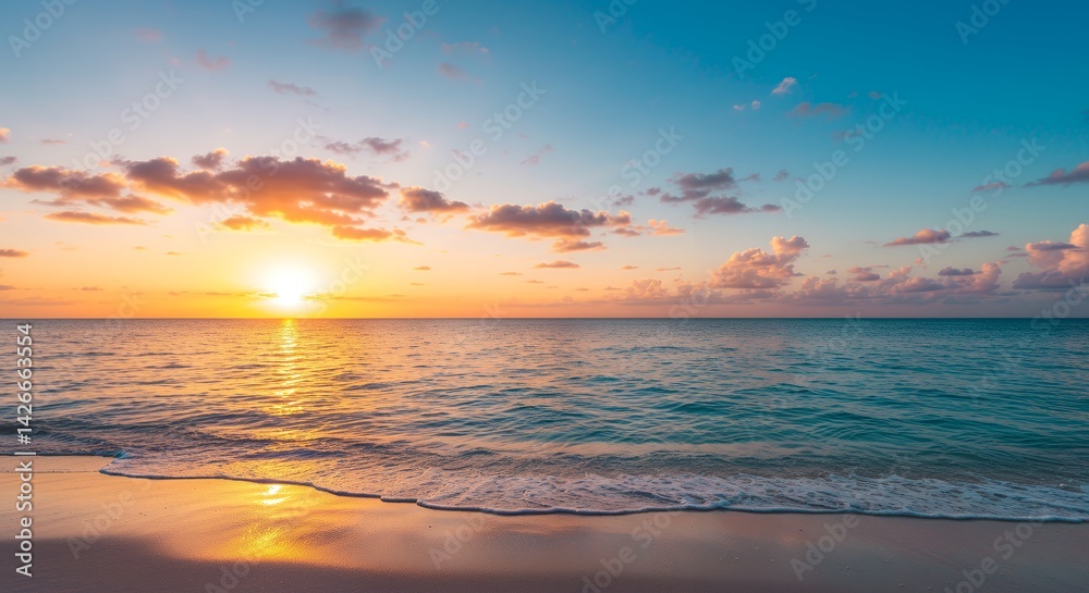 Sunset Over Ocean with Clouds Sunset Over Ocean with Clouds