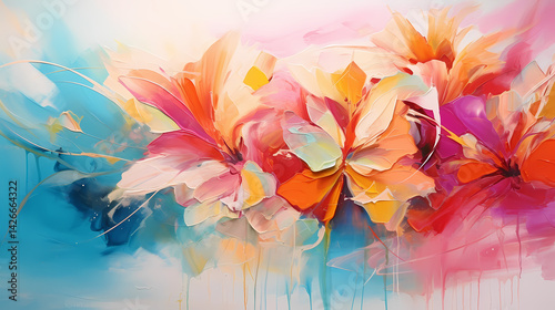 Wallpaper Mural abstract strong bright wildflower illustration background poster decorative painting Torontodigital.ca