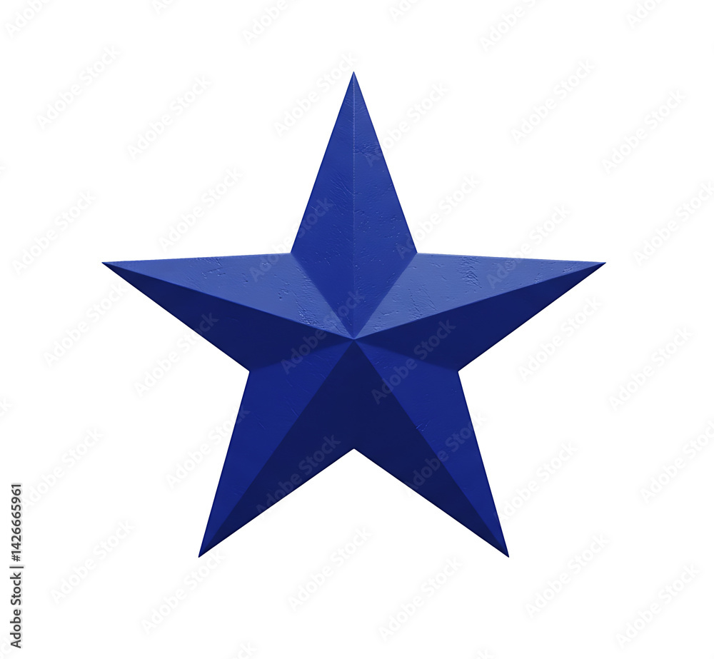 Blue star render graphic element isolated on transparent background