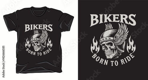 Bikers skull graphic vector t-shirt design