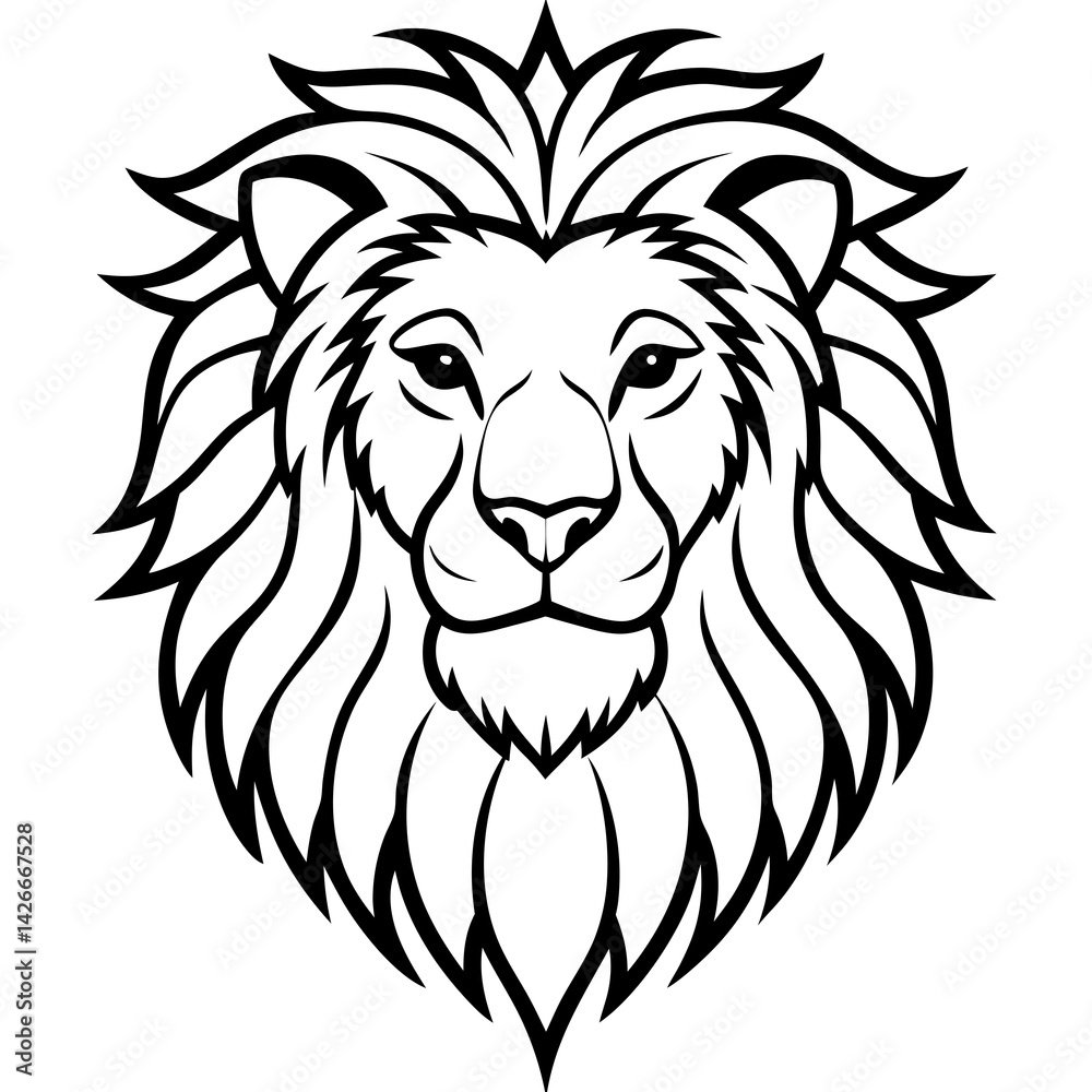 Obraz premium Lion head line art vector illustration