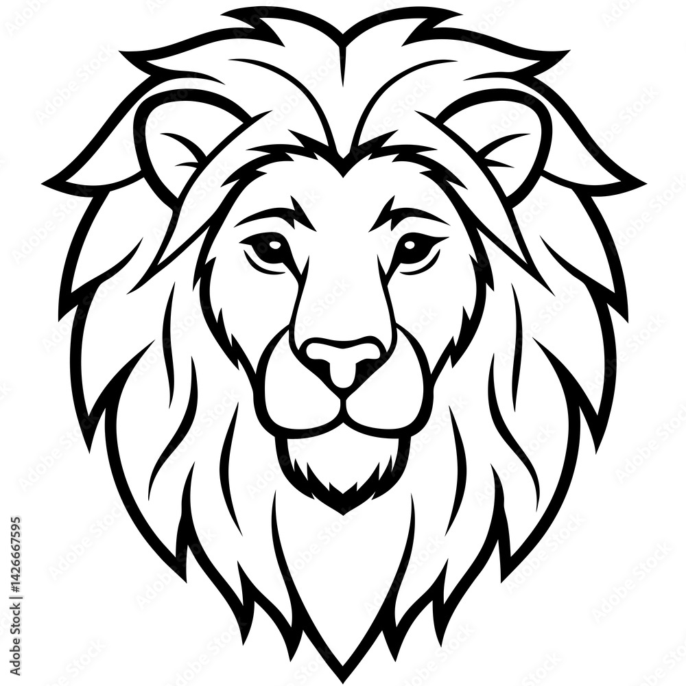 Obraz premium Lion head line art vector illustration