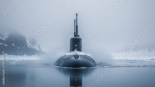 Submarine in frigid arctic waters