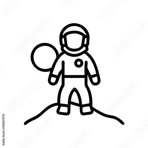 Astronaut on Moon Surface Icon Design