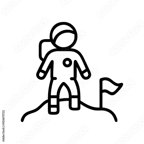 Astronaut on Moon Surface Icon Design