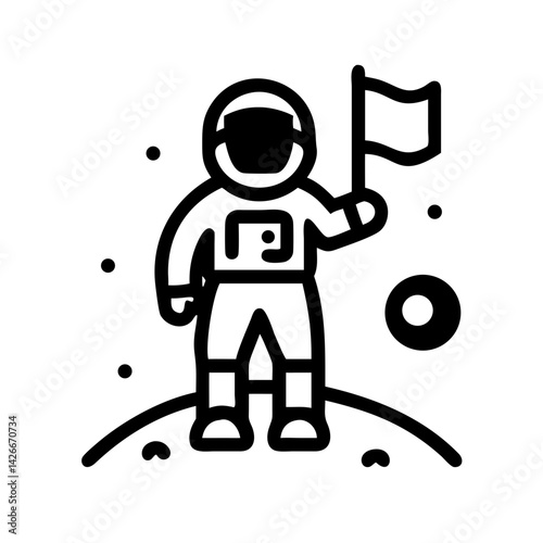 Astronaut on Moon Surface Icon Design