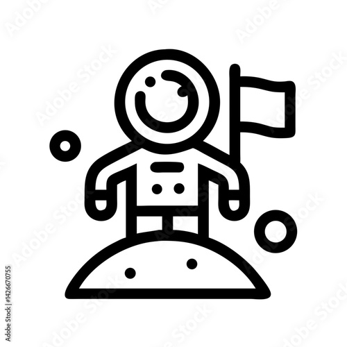 Astronaut on Moon Surface Icon Design