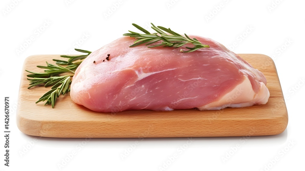 Raw Chicken Breast on Wooden Board with Fresh Herbs, Healthy Eating Concept Raw Chicken Breast on Wooden Board with Fresh Herbs, Healthy Eating Concept