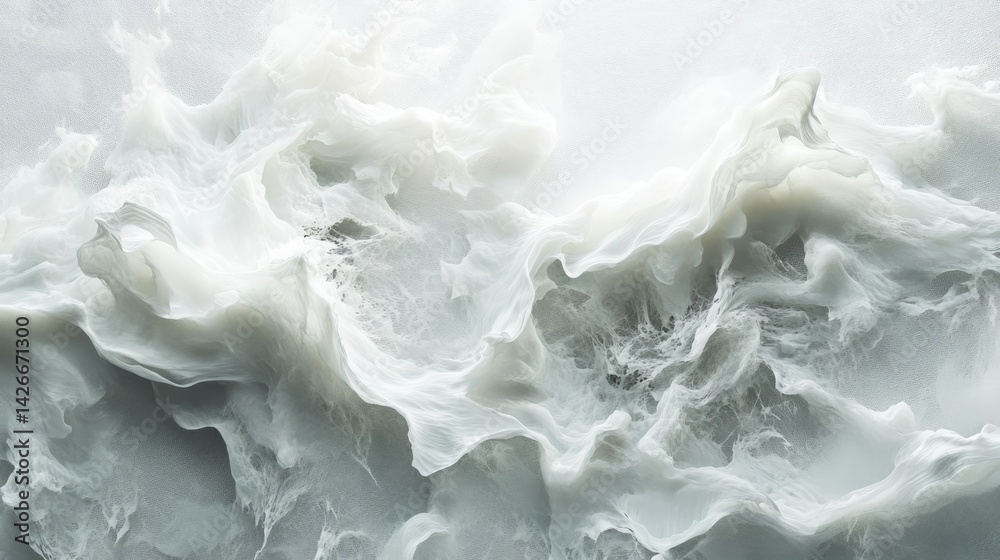 Obraz premium Surreal ocean waves movement abstract art pure white background fluid dynamics high angle viewpoint