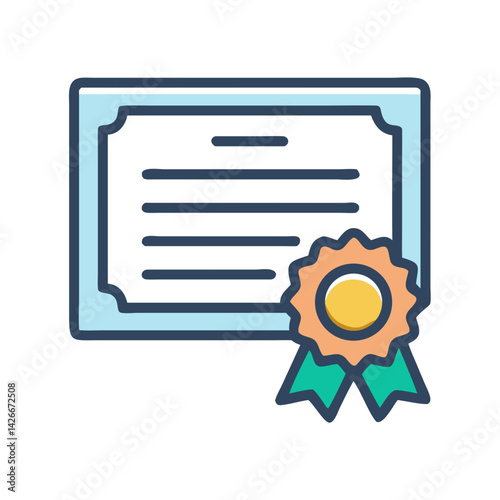 Award Diploma with Badge Icon Design photo