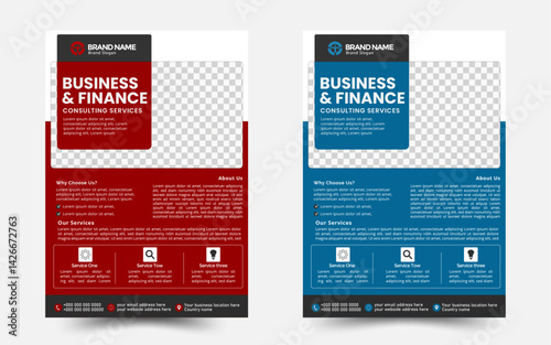 A4 format flyer or brochure for corporate business advertising vector abstract design, modern business flyer template, abstract business flyer and creative design, IT company flyer and editable vector