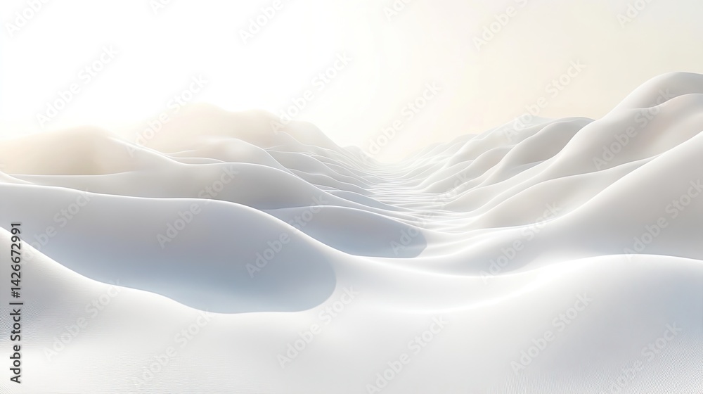 Fototapeta premium Serene abstract landscape pure white background digital art minimalist design soft light tranquility