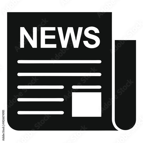 Create a black silhouette of a newspaper icon