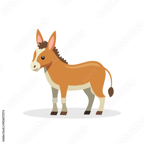innocent Donkey vector illustration, Cute Animal Character for designs and decor.
