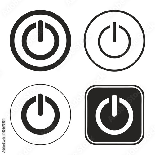 Create a set of three icons representing power buttons