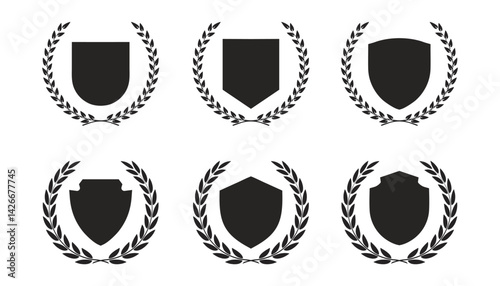 medieval shields and laurel wreath collection