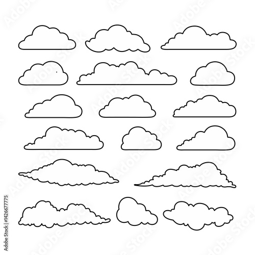 Clouds line art icon. Databases networking software image cloud and synoptics concept